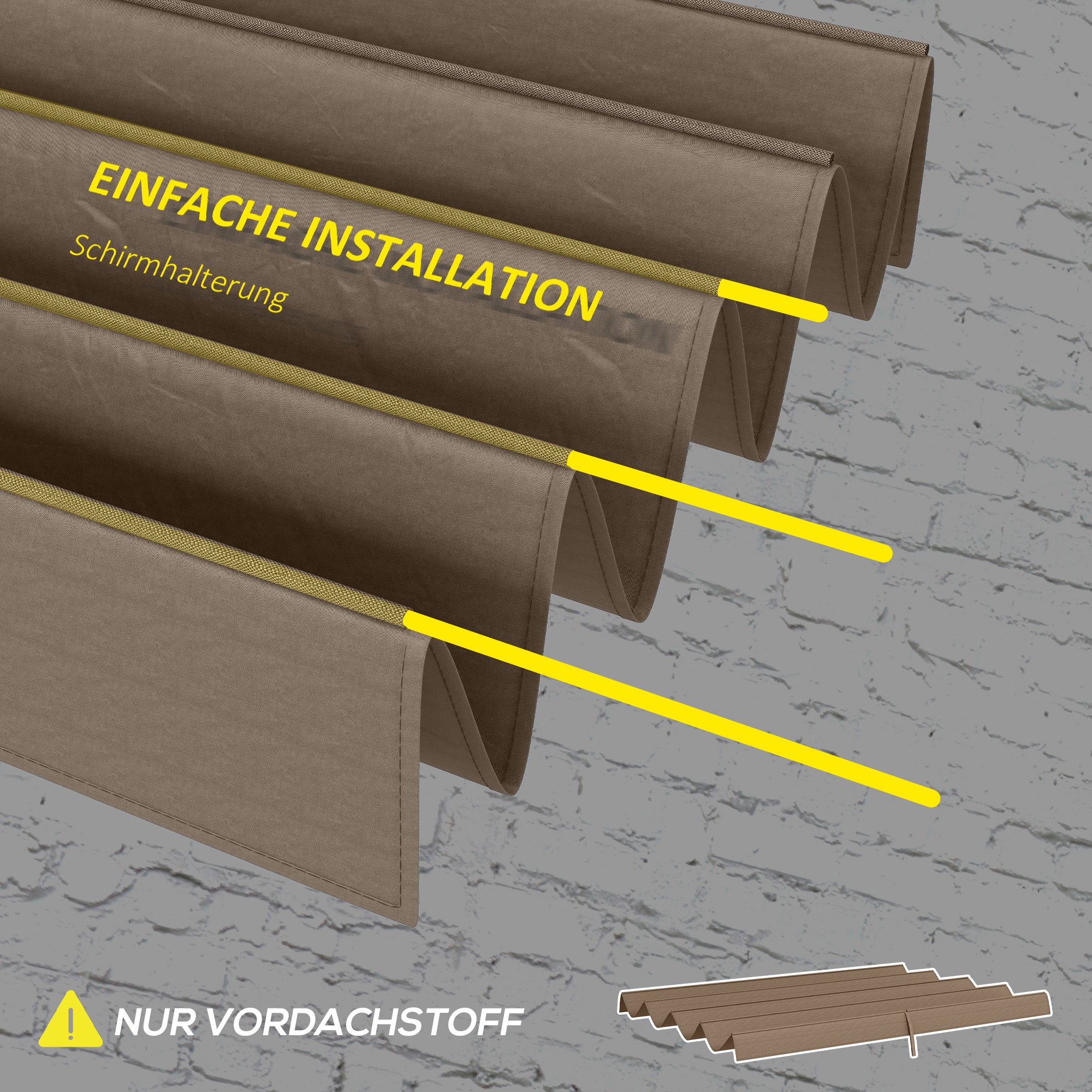 Replacement Canopy for 2.85 x 2 m Pergola, water-repellent retractable Wave Canopy with rain drainage holes, UV protection 30+, winterproof Shade Cover for garden, balcony, terrace, Coffee