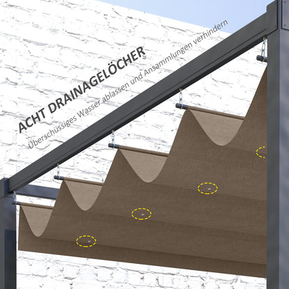 Replacement Canopy for 2.85 x 2 m Pergola, water-repellent retractable Wave Canopy with rain drainage holes, UV protection 30+, winterproof Shade Cover for garden, balcony, terrace, Coffee