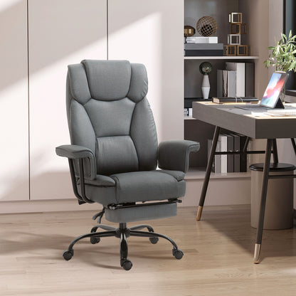 Office Chair Ergonomic Executive Chair 360° Swivel Computer Chair Height Adjustable with Headrest and Padded Armrests with Footrest Faux Leather 68 x 80 x 120-126 cm