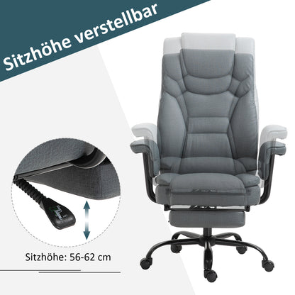 Office Chair Ergonomic Executive Chair 360° Swivel Computer Chair Height Adjustable with Headrest and Padded Armrests with Footrest Faux Leather 68 x 80 x 120-126 cm