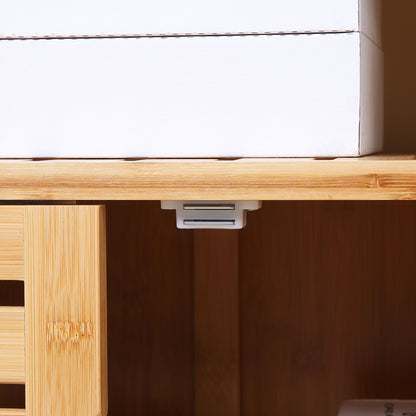 3 Slatted Door Bamboo Sideboard with Shelves for Living Room Dining Room Entryway Natural 100x35x82 cm