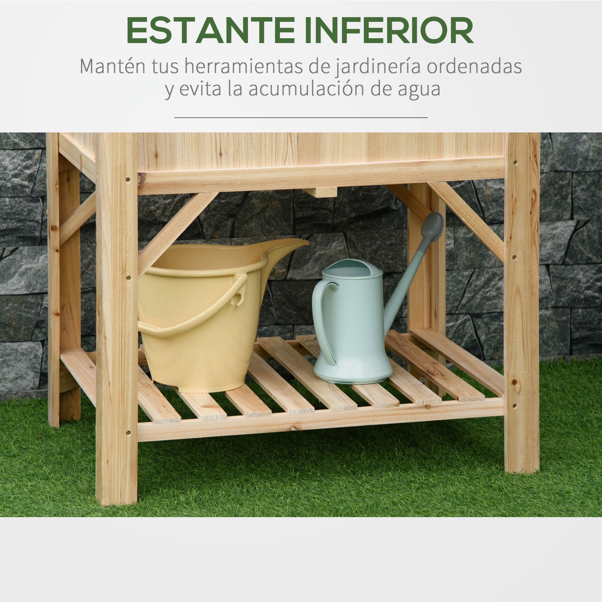 Wooden Urban Garden 78.5x58x81 cm Planter Table with 6 Compartments and Lower Shelf for Plants Flowers in Garden Terrace Outdoor Natural Color