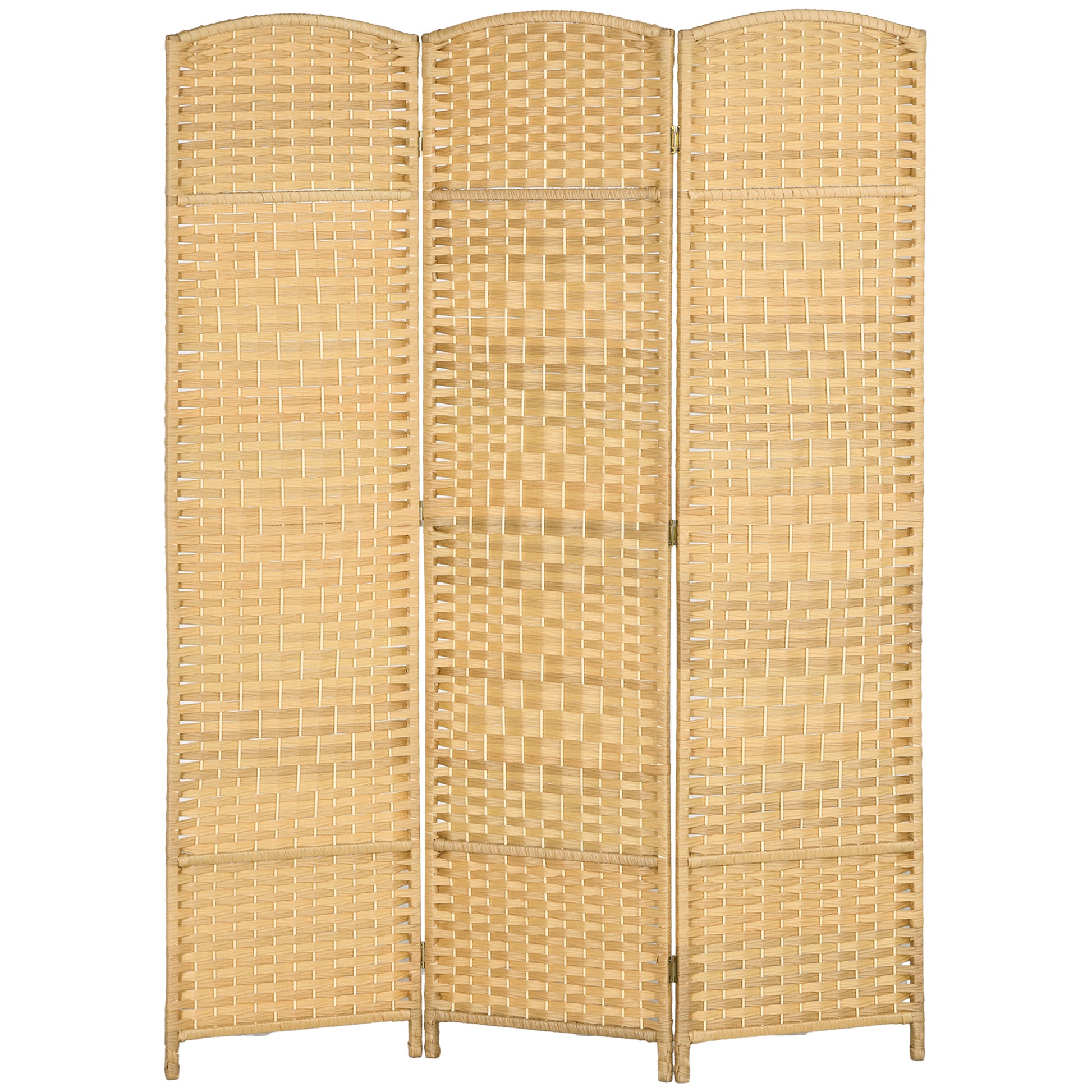 3-Panel Foldable Screen 135x180 cm Room Divider Privacy Screen made of Polypropylene for Office Bedroom Natural