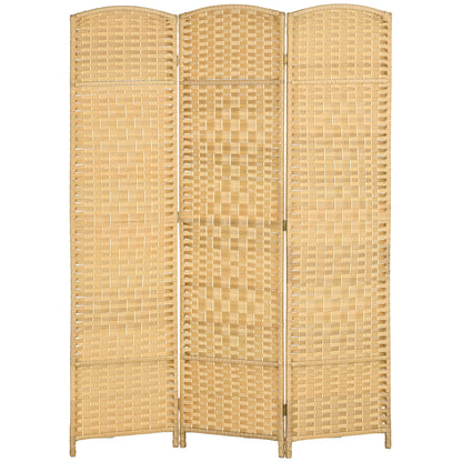3-Panel Foldable Screen 135x180 cm Room Divider Privacy Screen made of Polypropylene for Office Bedroom Natural