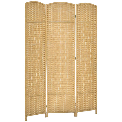 3-Panel Foldable Screen 135x180 cm Room Divider Privacy Screen made of Polypropylene for Office Bedroom Natural