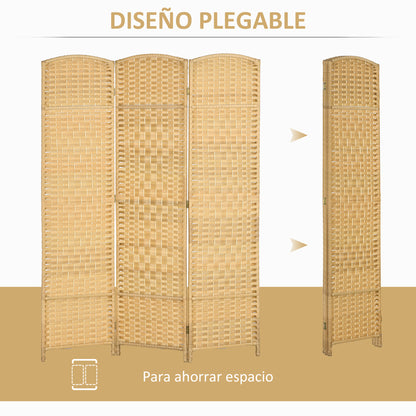 3-Panel Foldable Screen 135x180 cm Room Divider Privacy Screen made of Polypropylene for Office Bedroom Natural