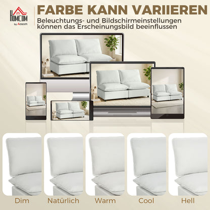 2‑Seater Faux Leather Modular Sofa, 57.5 in, Deep Seat Upholstered Loveseat for Small Spaces, Gray