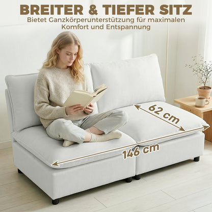 2‑Seater Faux Leather Modular Sofa, 57.5 in, Deep Seat Upholstered Loveseat for Small Spaces, Gray
