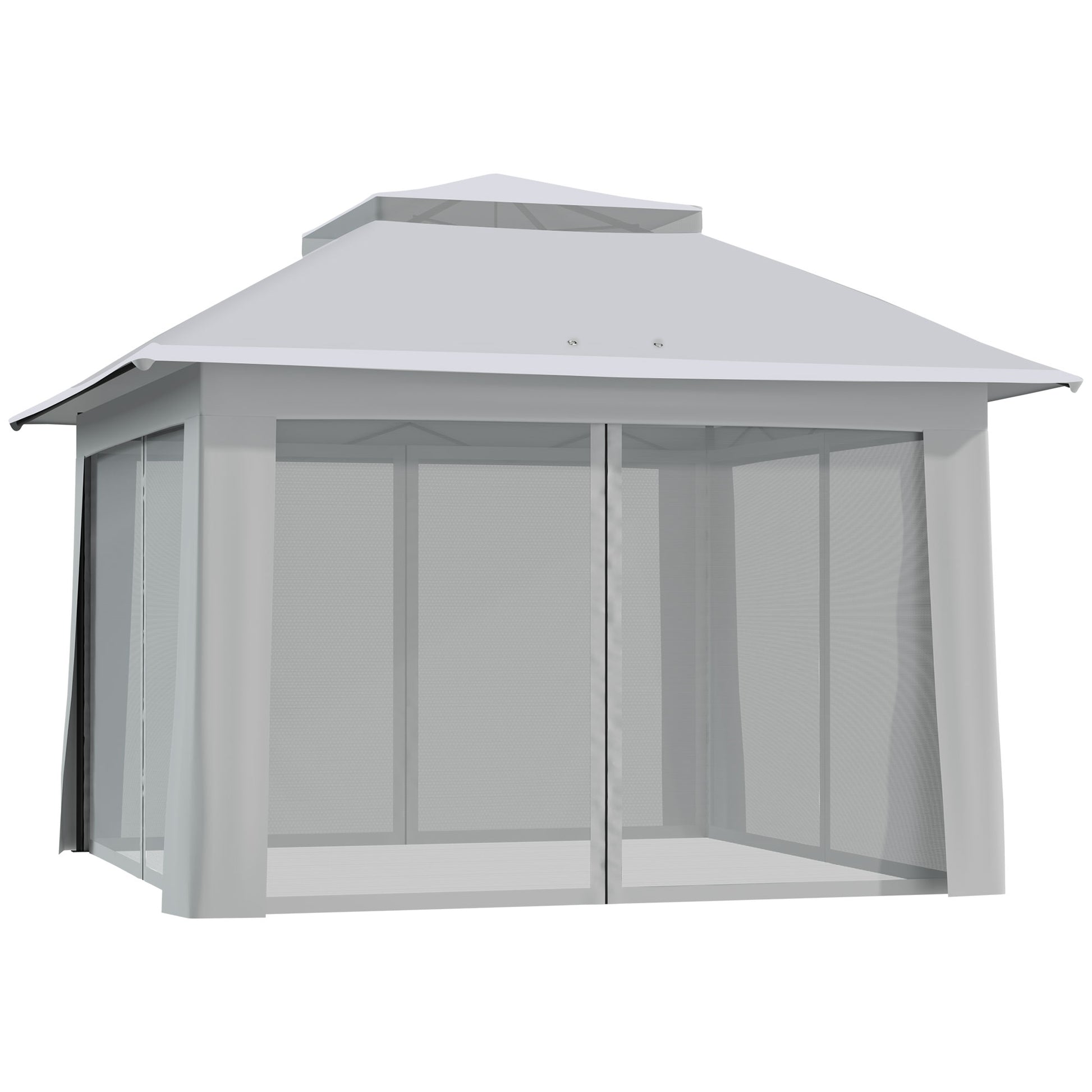 Pop-Up Gazebo Garden Canopy with Carrying Bag Steel+Oxford+Mesh Gray 3.64x3.64x2.94m