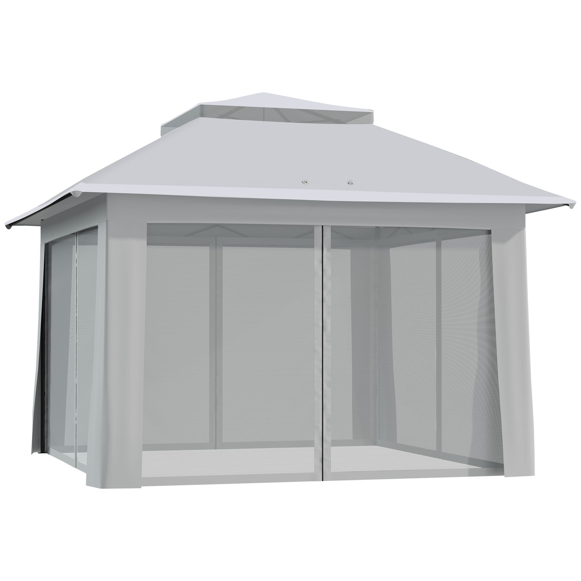 Pop-Up Gazebo Garden Canopy with Carrying Bag Steel+Oxford+Mesh Gray 3.64x3.64x2.94m