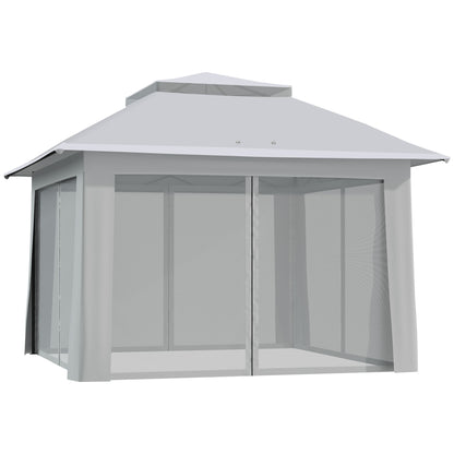 Pop-Up Gazebo Garden Canopy with Carrying Bag Steel+Oxford+Mesh Gray 3.64x3.64x2.94m