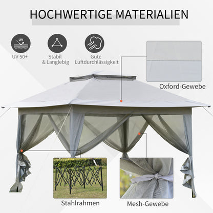 Pop-Up Gazebo Garden Canopy with Carrying Bag Steel+Oxford+Mesh Gray 3.64x3.64x2.94m