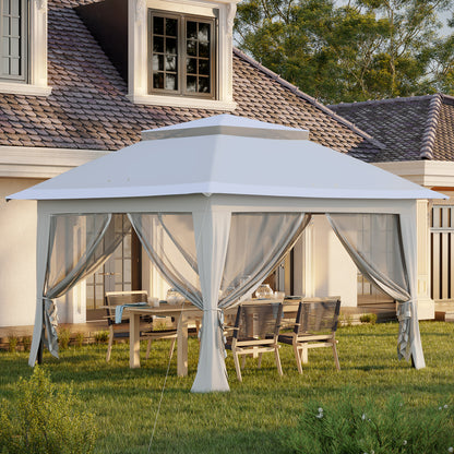 Pop-Up Gazebo Garden Canopy with Carrying Bag Steel+Oxford+Mesh Gray 3.64x3.64x2.94m