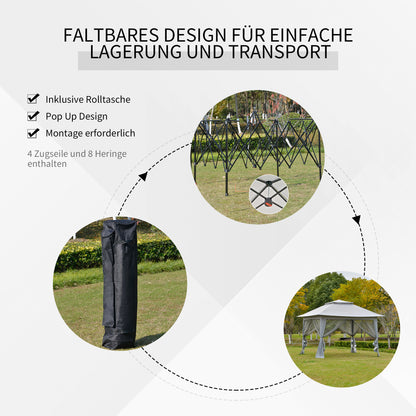 Pop-Up Gazebo Garden Canopy with Carrying Bag Steel+Oxford+Mesh Gray 3.64x3.64x2.94m