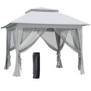 Pop-Up Gazebo Garden Canopy with Carrying Bag Steel+Oxford+Mesh Gray 3.64x3.64x2.94m