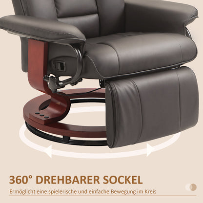 Reclining Armchair TV Armchair with Reclining Function, Swivel Recliner TV Armchair with Adjustable Backrest Recliner up to 150 kg Load Capacity, Artificial Leather, Brown