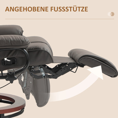 Reclining Armchair TV Armchair with Reclining Function, Swivel Recliner TV Armchair with Adjustable Backrest Recliner up to 150 kg Load Capacity, Artificial Leather, Brown