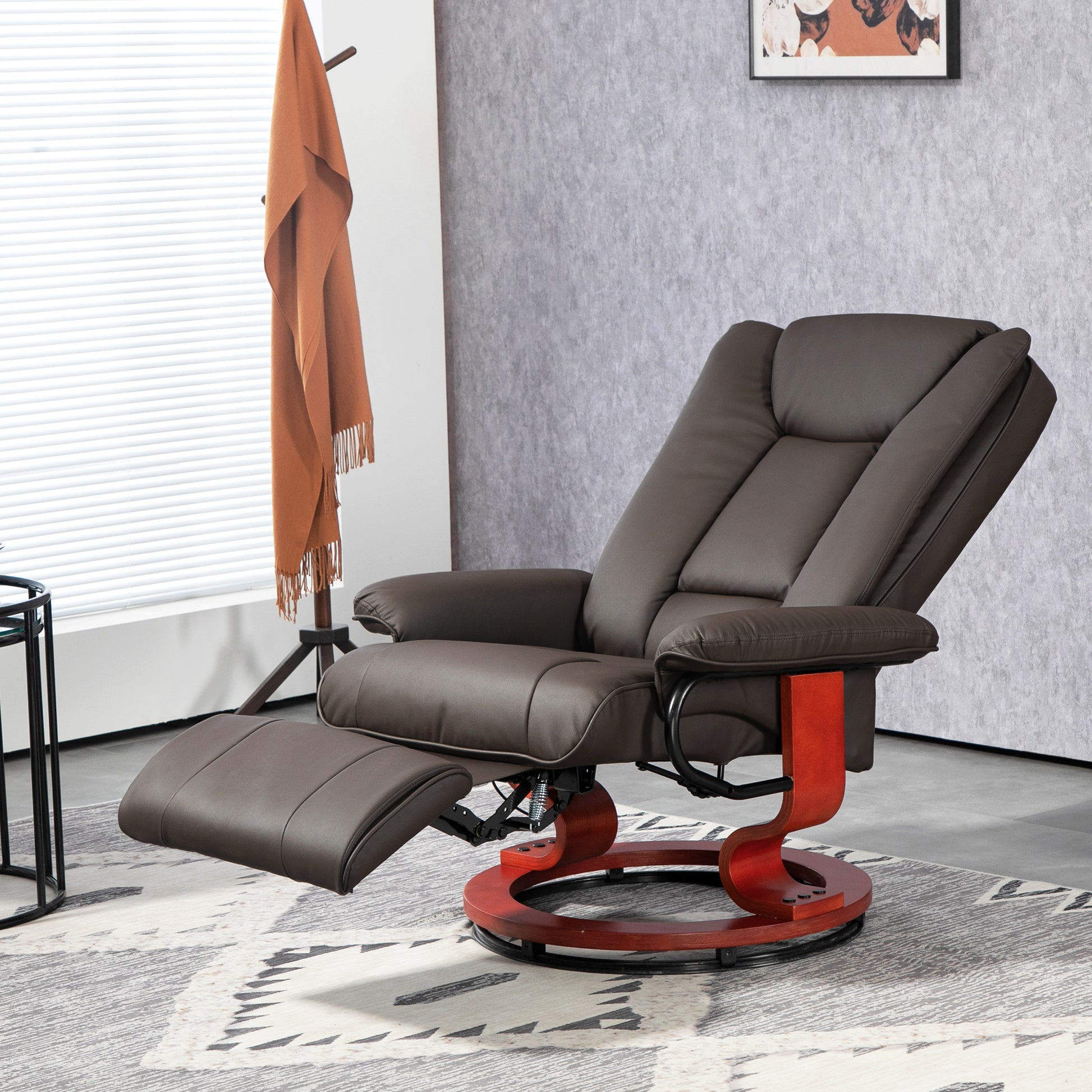 Reclining Armchair TV Armchair with Reclining Function, Swivel Recliner TV Armchair with Adjustable Backrest Recliner up to 150 kg Load Capacity, Artificial Leather, Brown