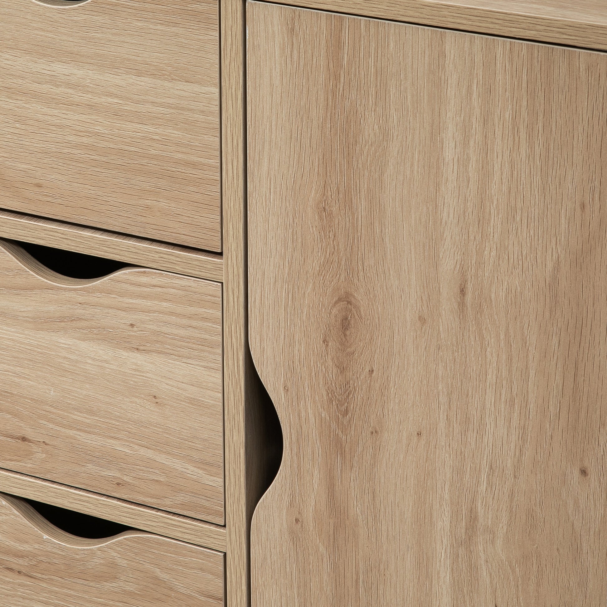 Living Room Sideboard with 4 Drawers, 1 Door, and Inner Shelf Storage Unit for Bathroom Bedroom Dining Room 54x29x83 cm Oak