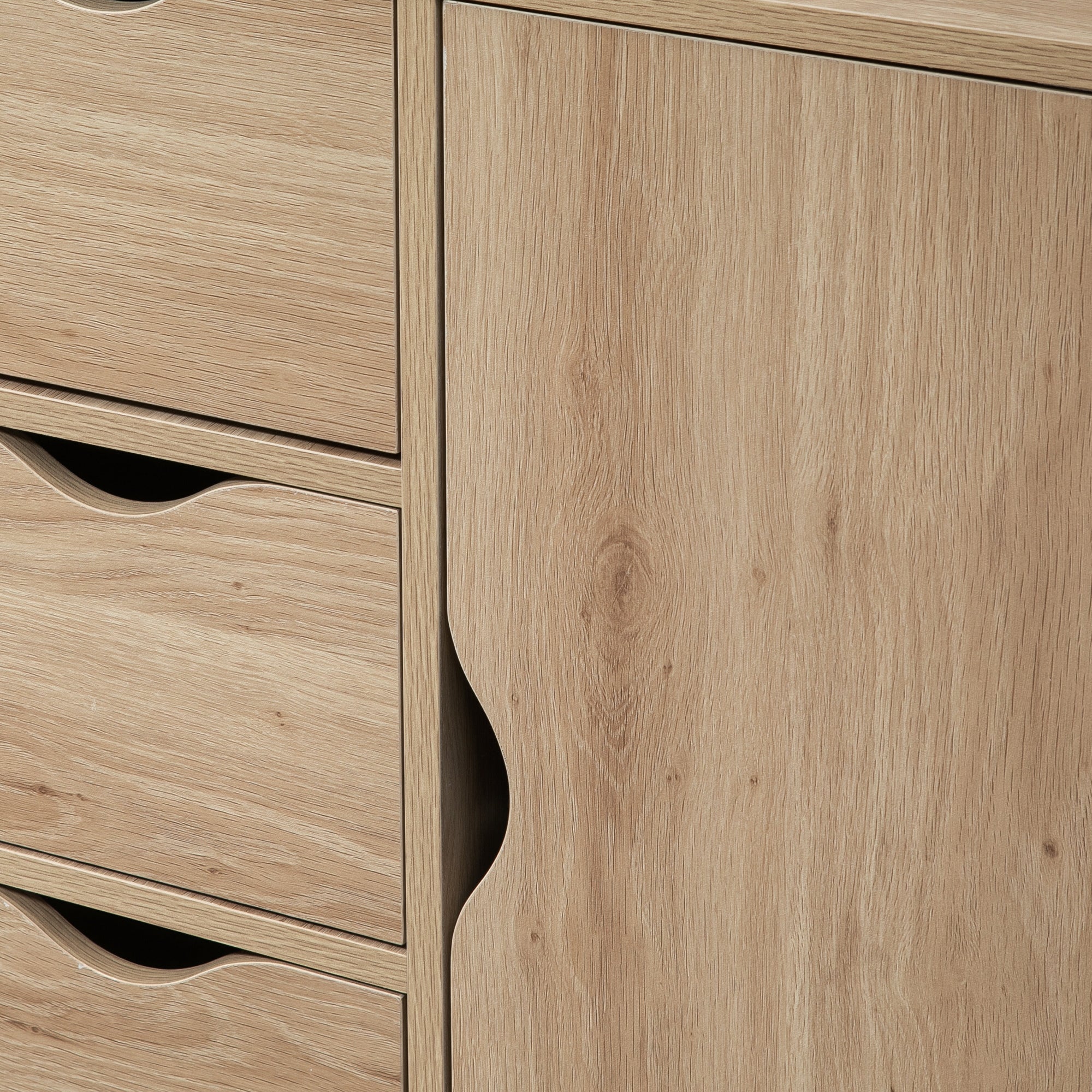 Living Room Sideboard with 4 Drawers, 1 Door, and Inner Shelf Storage Unit for Bathroom Bedroom Dining Room 54x29x83 cm Oak