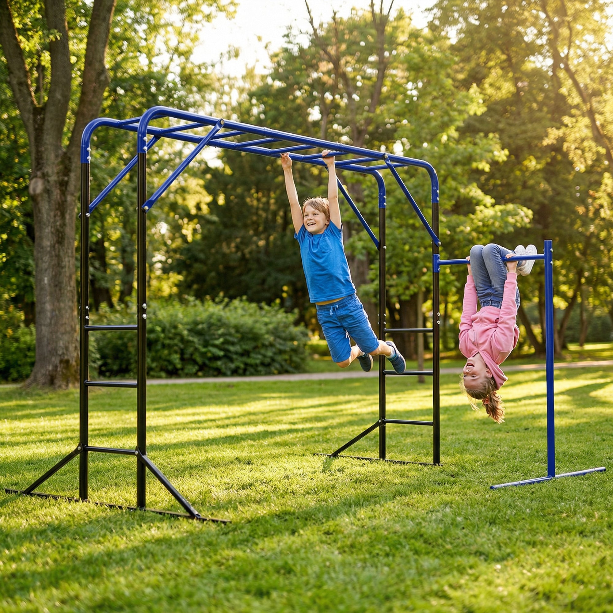 Outdoor Climbing Frame with Pull-Up & Gym Bar — Climbing Tower for Kids 3–8 Years, Supports up to 331 lb, Black