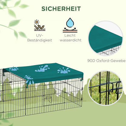 Small Animal Cage, Pet Playpen with 5 Doors, Rabbit Hutch, Small Animal Playpen with Roof, for Outdoor, 185 x 75 x 50 cm, Green
