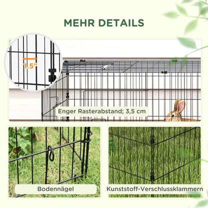 Small Animal Cage, Pet Playpen with 5 Doors, Rabbit Hutch, Small Animal Playpen with Roof, for Outdoor, 185 x 75 x 50 cm, Green