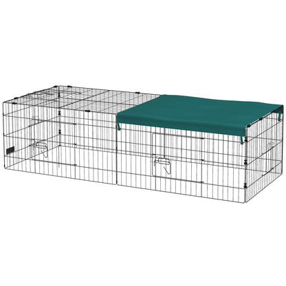 Small Animal Cage, Pet Playpen with 5 Doors, Rabbit Hutch, Small Animal Playpen with Roof, for Outdoor, 185 x 75 x 50 cm, Green
