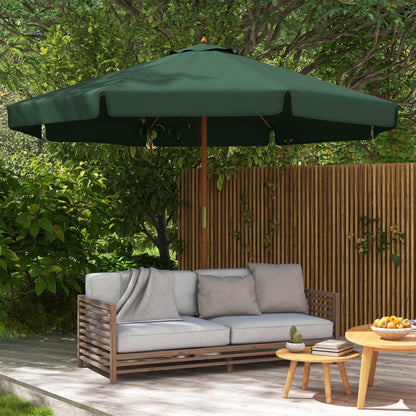 Terrace Umbrella Ø325 cm Garden Umbrella with Pulley System Ventilated Roof 8 Bamboo Ribs and Wooden Pole Parasol for Patio Terrace Green