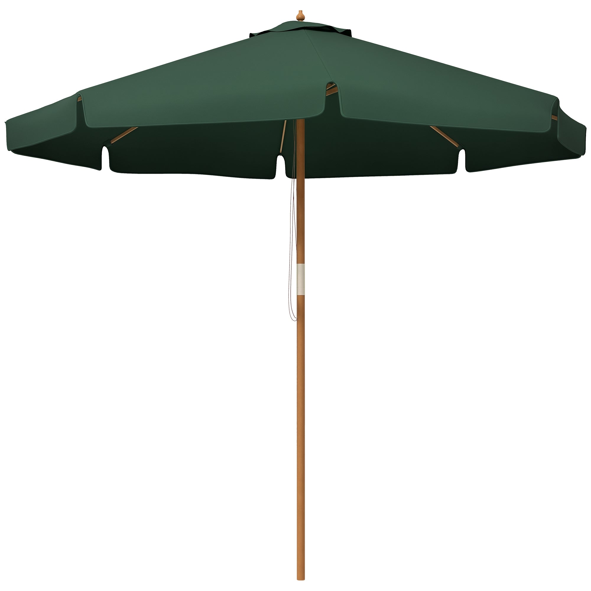 Terrace Umbrella Ø325 cm Garden Umbrella with Pulley System Ventilated Roof 8 Bamboo Ribs and Wooden Pole Parasol for Patio Terrace Green