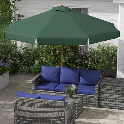 Terrace Umbrella Ø325 cm Garden Umbrella with Pulley System Ventilated Roof 8 Bamboo Ribs and Wooden Pole Parasol for Patio Terrace Green