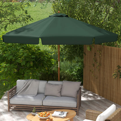 Terrace Umbrella Ø325 cm Garden Umbrella with Pulley System Ventilated Roof 8 Bamboo Ribs and Wooden Pole Parasol for Patio Terrace Green