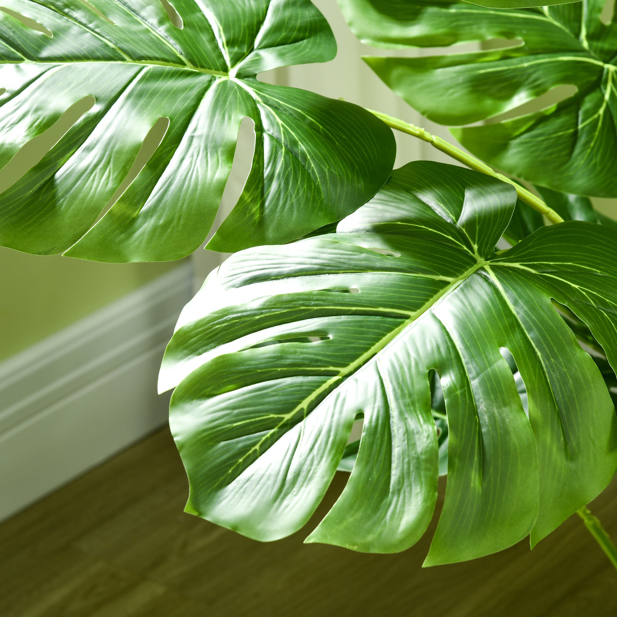 Set of 2 artificial trees artificial monstera plant with included pot indoor height 120 cm green