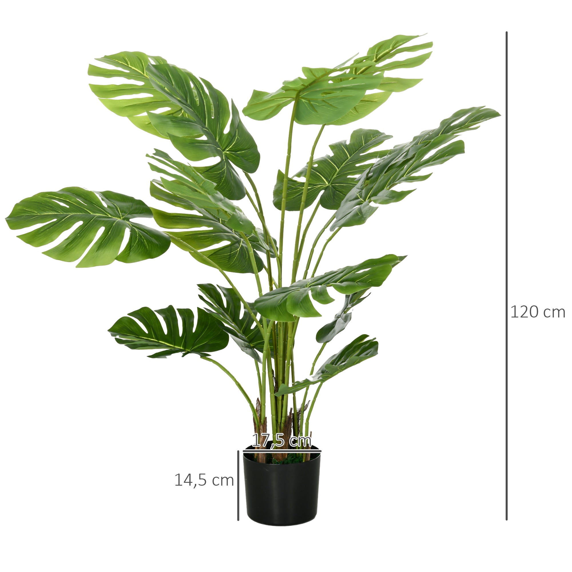 Set of 2 artificial trees artificial monstera plant with included pot indoor height 120 cm green