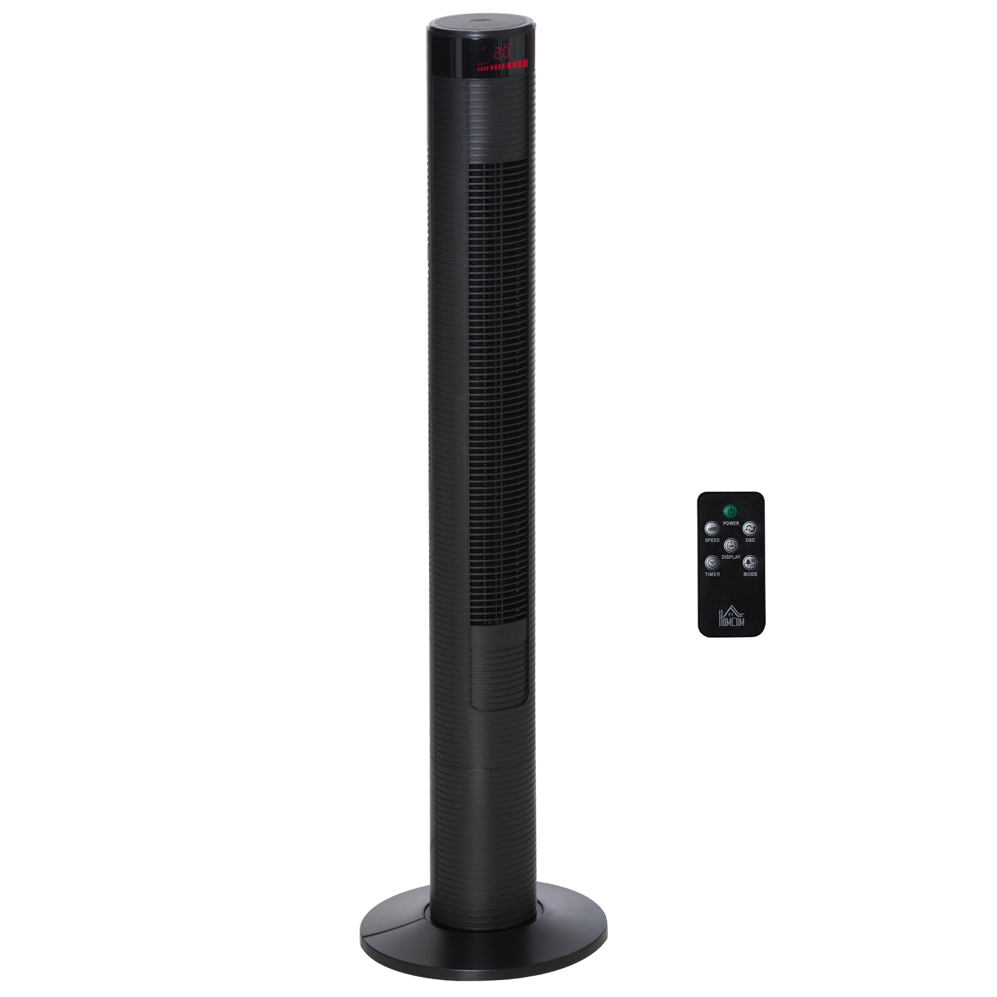 Tower Fan Quiet with Remote Control 117 cm 70° Oscillating Floor Fan with 4 Modes, 3 Speeds, 12 Hr Timer, LED Display, Black