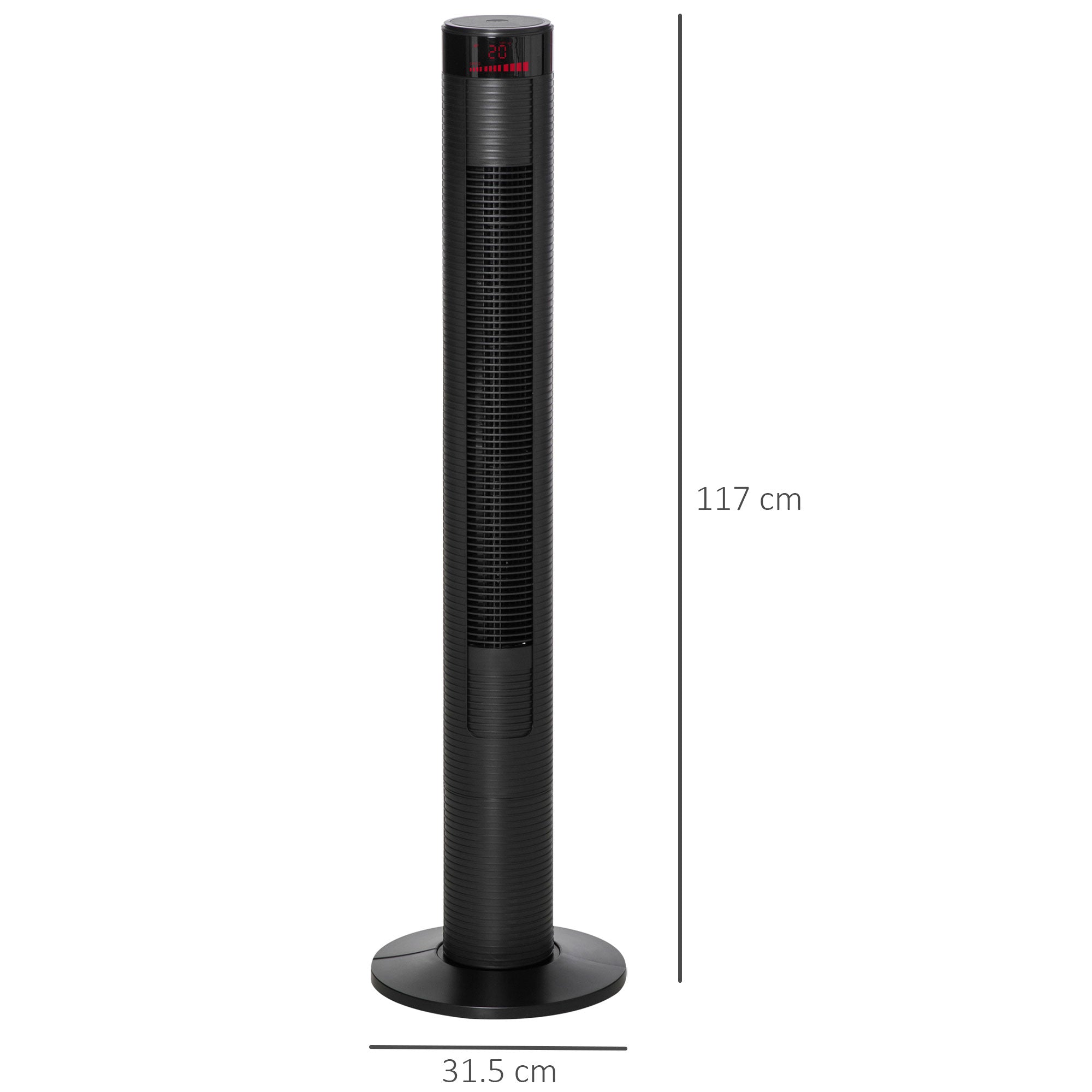 Tower Fan Quiet with Remote Control 117 cm 70° Oscillating Floor Fan with 4 Modes, 3 Speeds, 12 Hr Timer, LED Display, Black