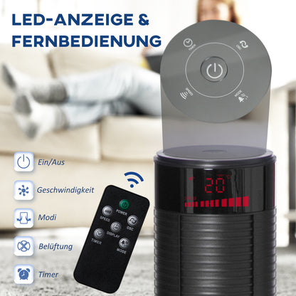 Tower Fan Quiet with Remote Control 117 cm 70° Oscillating Floor Fan with 4 Modes, 3 Speeds, 12 Hr Timer, LED Display, Black
