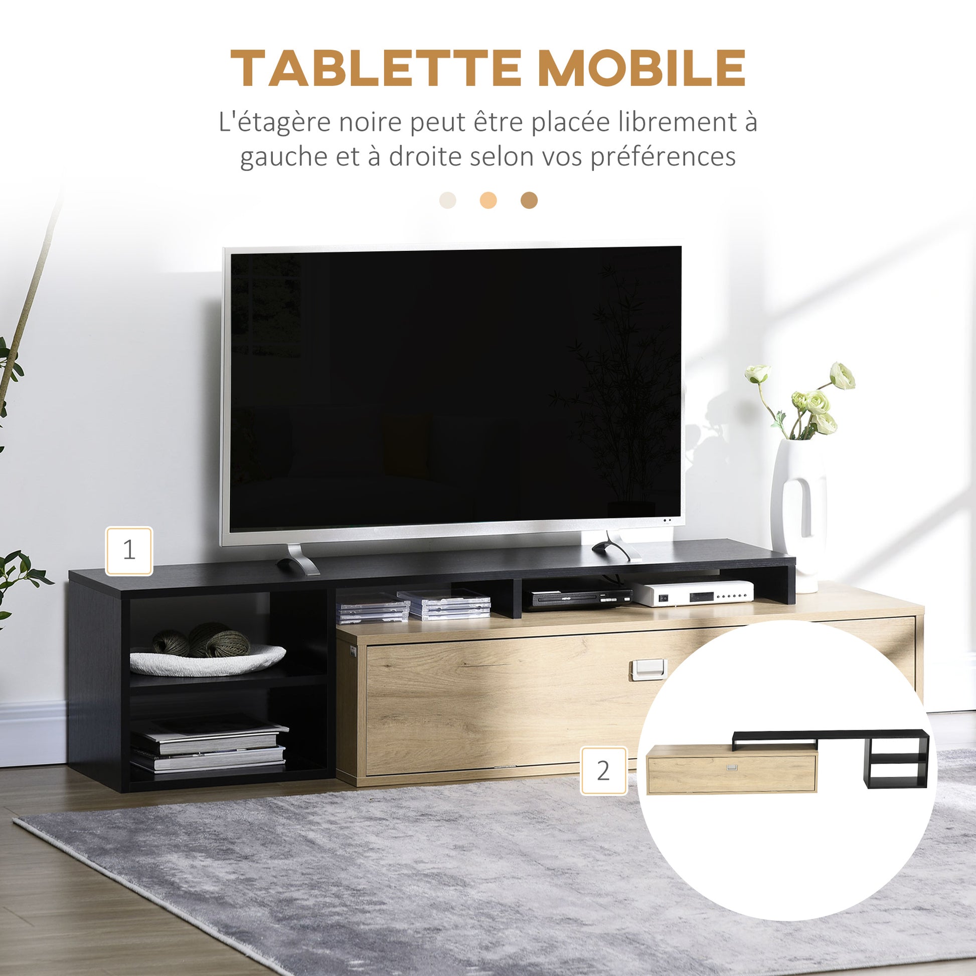 TV Stand, TV Cabinet, TV Mount for TVs up to 65 inches with Removable Shelf, Contemporary Style, Swinging Door for Living Room Bedroom