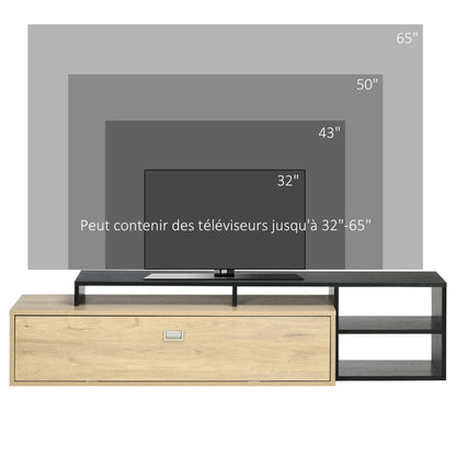 TV Stand, TV Cabinet, TV Mount for TVs up to 65 inches with Removable Shelf, Contemporary Style, Swinging Door for Living Room Bedroom