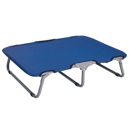 Small Size Foldable Dog Bed for Indoor and Outdoor, Raised Dog Cot, Steel and Oxford Fabric, 71x58x20 cm, Blue