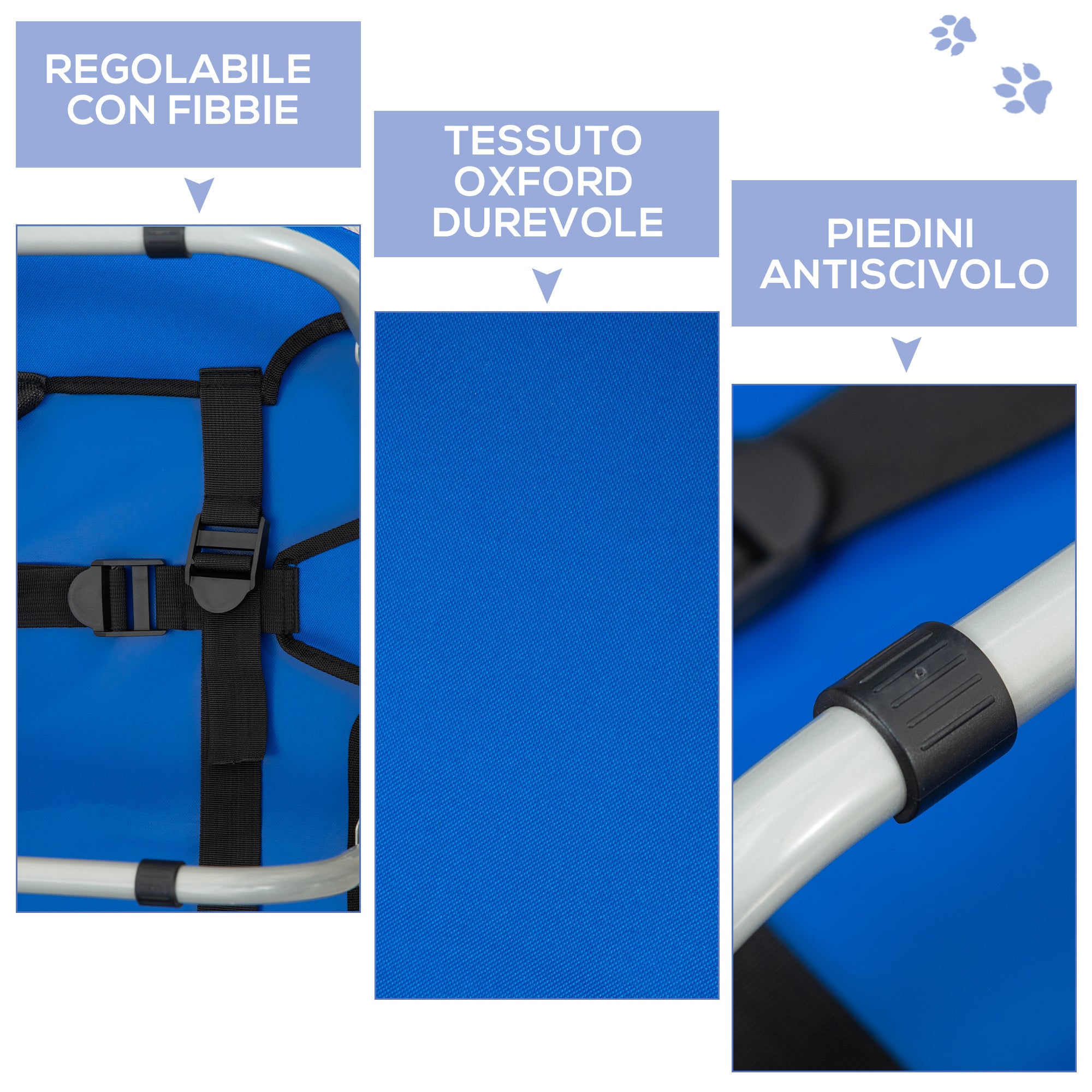 Small Size Foldable Dog Bed for Indoor and Outdoor, Raised Dog Cot, Steel and Oxford Fabric, 71x58x20 cm, Blue
