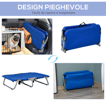 Small Size Foldable Dog Bed for Indoor and Outdoor, Raised Dog Cot, Steel and Oxford Fabric, 71x58x20 cm, Blue