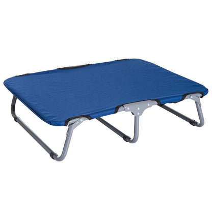 Small Size Foldable Dog Bed for Indoor and Outdoor, Raised Dog Cot, Steel and Oxford Fabric, 71x58x20 cm, Blue