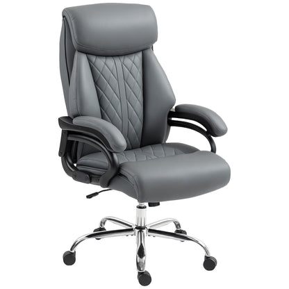 Big & Tall Executive Office Chair – PU Leather, Spring-Cushioned Seat, Quiet Casters, High Back, Height Adjustable, Anthracite Gray