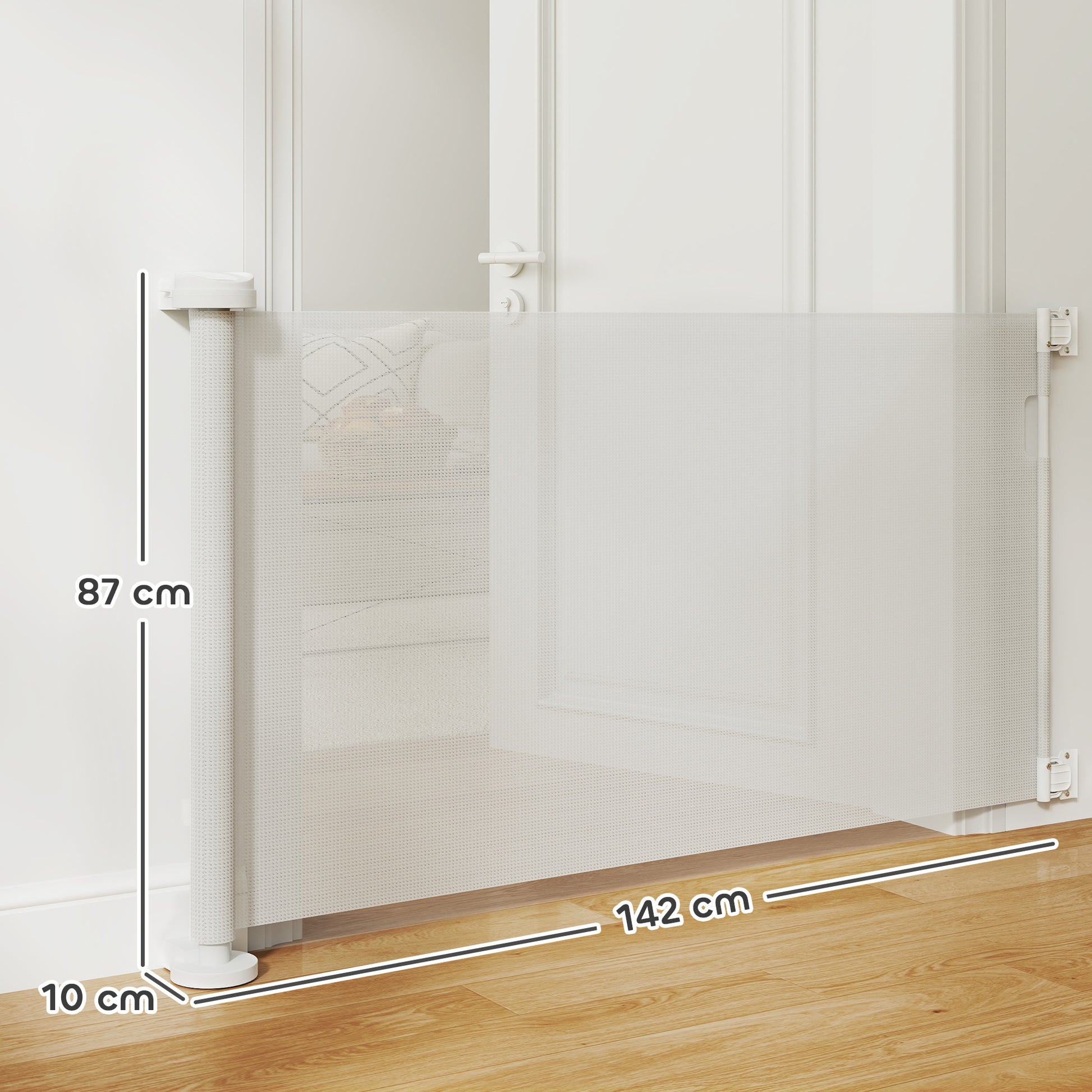 Stair Guard Retractable 0-136cm 87 cm High Door Safety Gate Staircase Roller Barrier Pet Gate Door Guard Safety Gate Suitable for Stairs Doors Indoor & Outdoor