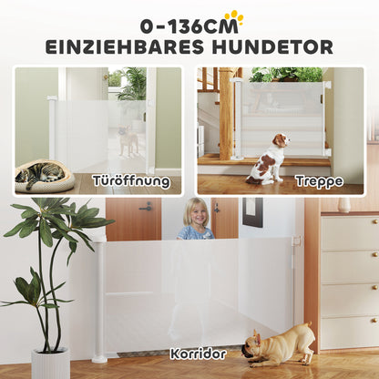 Stair Guard Retractable 0-136cm 87 cm High Door Safety Gate Staircase Roller Barrier Pet Gate Door Guard Safety Gate Suitable for Stairs Doors Indoor & Outdoor