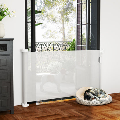 Stair Guard Retractable 0-136cm 87 cm High Door Safety Gate Staircase Roller Barrier Pet Gate Door Guard Safety Gate Suitable for Stairs Doors Indoor & Outdoor
