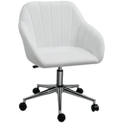Ergonomic Office Chair Swivel Desk Chair with Adjustable Height Backrest and Armrests Synthetic Leather Load 120 kg 60x59x79-89 cm White