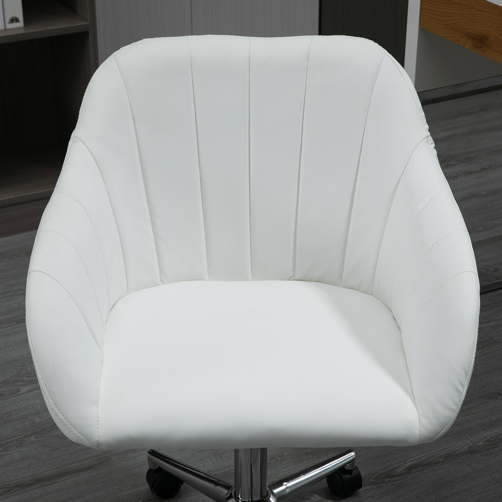 Ergonomic Office Chair Swivel Desk Chair with Adjustable Height Backrest and Armrests Synthetic Leather Load 120 kg 60x59x79-89 cm White