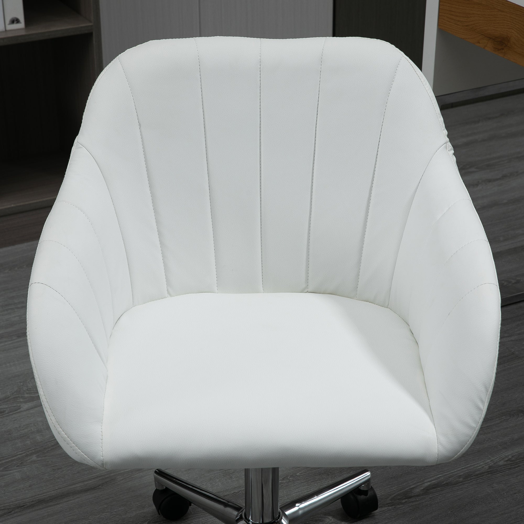 Ergonomic Office Chair Swivel Desk Chair with Adjustable Height Backrest and Armrests Synthetic Leather Load 120 kg 60x59x79-89 cm White